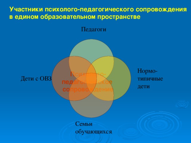 Участники психолого-педагогического сопровождения в едином образовательном  пространстве Психолого-педагогическое  сопровождение