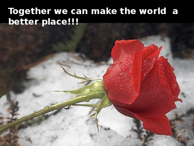 Together we can make the world a better place!!!
