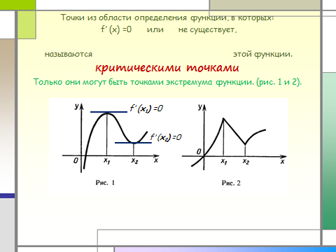 Презентация стационарные и критические точки функции
