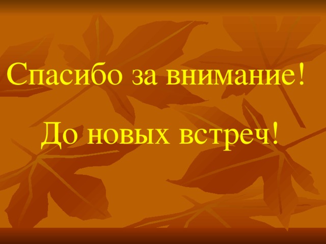 Спасибо за внимание! До новых встреч!