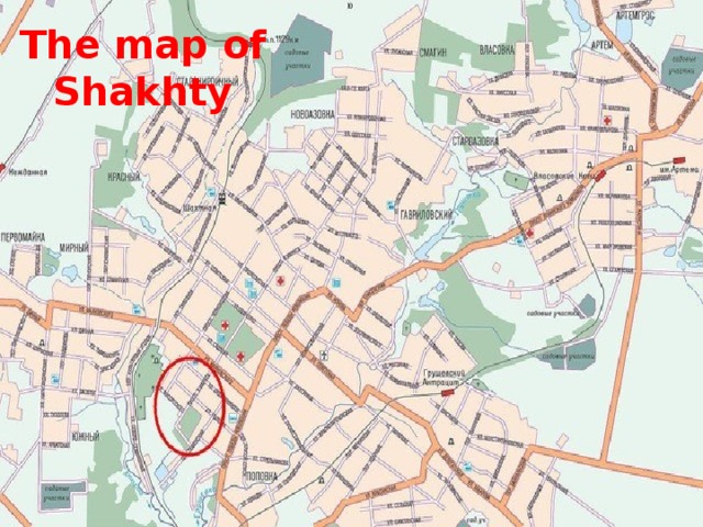 The map of Shakhty