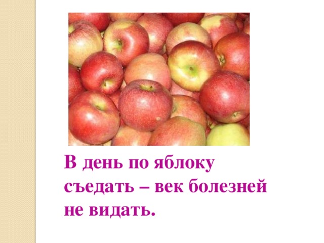 В день по яблоку съедать – век болезней не видать.