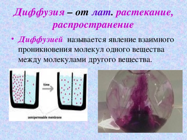 Диффузия – от лат . растекание, распространение