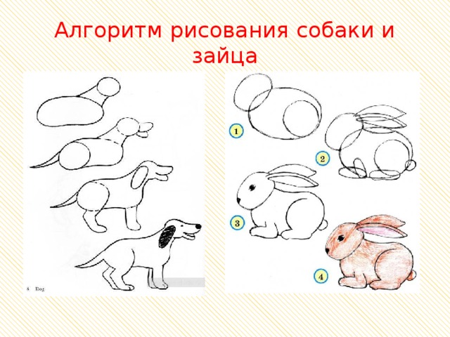 Алгоритм рисования собаки и зайца