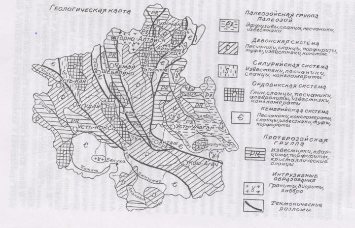 Геологическая карта алтайского края