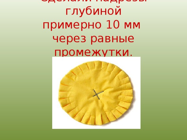 Сделали надрезы глубиной  примерно 10 мм   через равные промежутки.