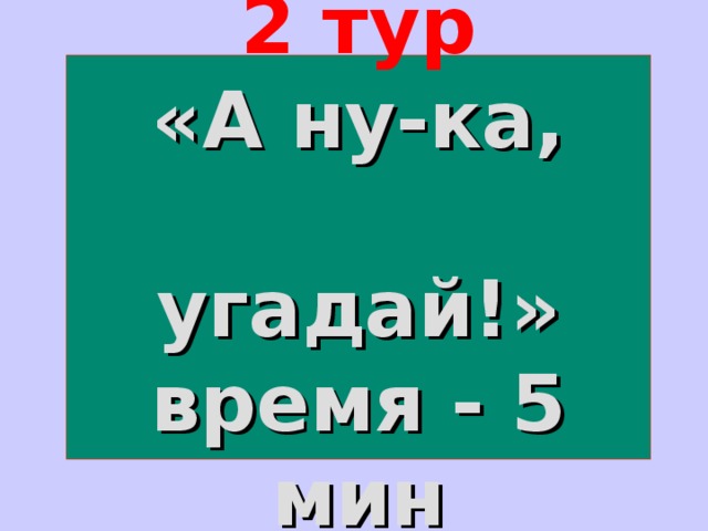 2 тур   «А ну-ка,  угадай!»  время - 5 мин