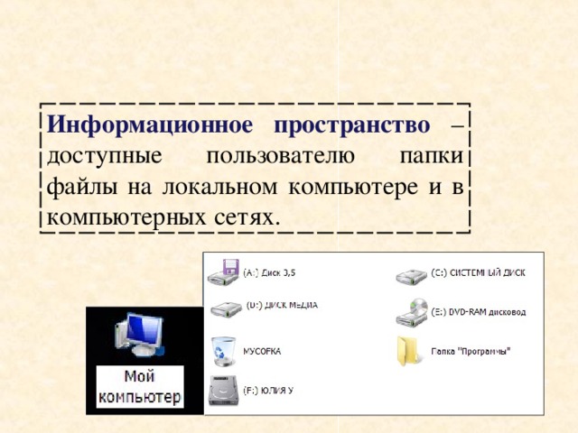 Это информационные ресурсы доступные пользователю при работе на компьютере что это