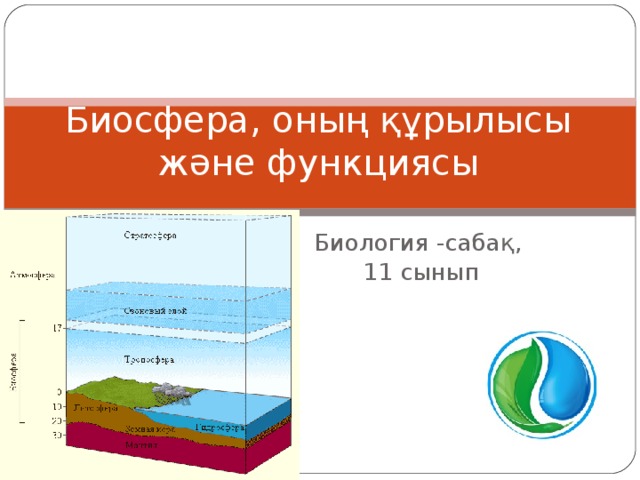 Биосфера, оның құрылысы және функциясы Биология -сабақ, 11 сынып