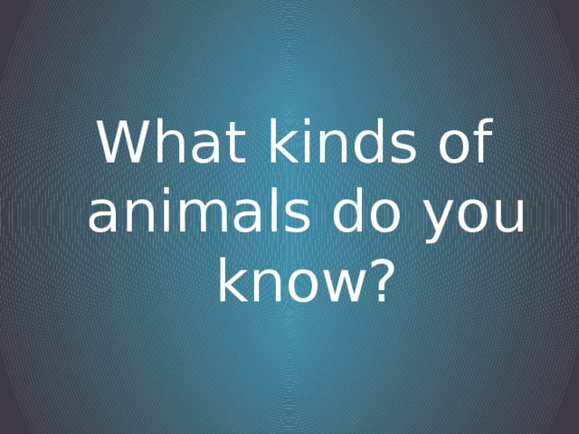 What kinds of animals do you know?