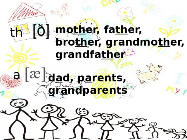 [ð] mo th er, fa th er, bro th er, grandmo th er, grandfa th er th a d a d, p a rents, gr a ndparents