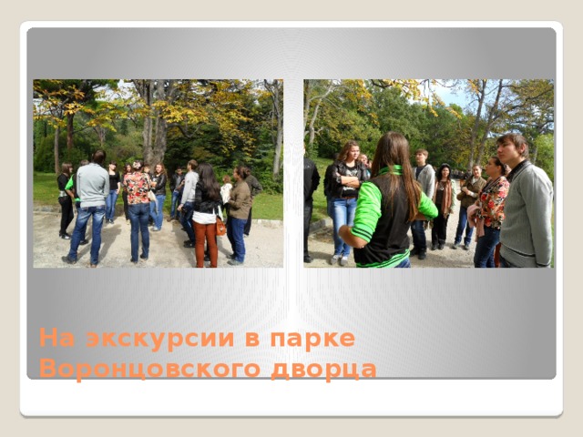 На экскурсии в парке Воронцовского дворца