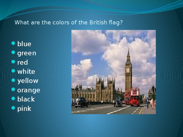 What are the colors of the British flag?