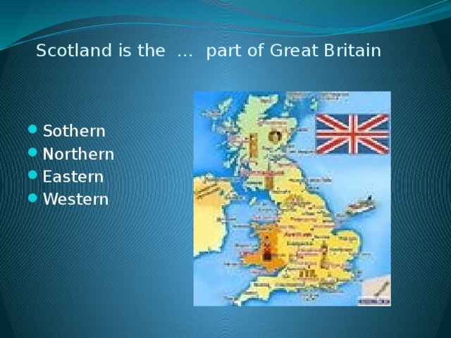 Scotland is the … part of Great Britain