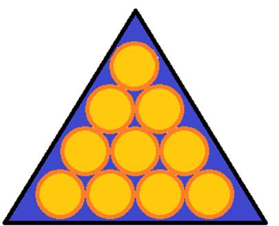 Рисунок 1 10 треугольник. Треугольник десяток. Треугольник с кружками. Треугольник в круге. Десяток в виде треугольника.