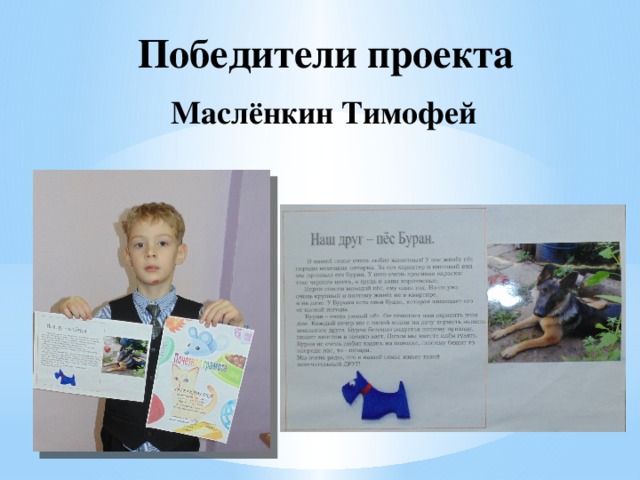 Победители проекта Маслёнкин Тимофей