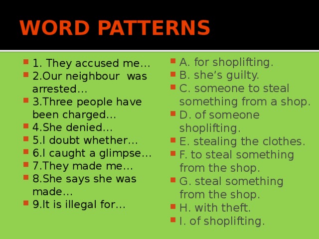 WORD PATTERNS