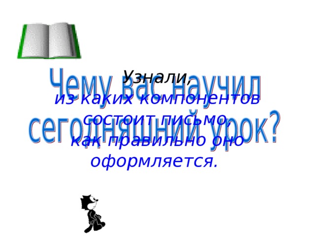 Узнали,  из каких компонентов состоит письмо,  как правильно оно оформляется.