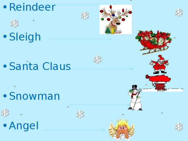 Reindeer Sleigh Santa Claus  Snowman Angel