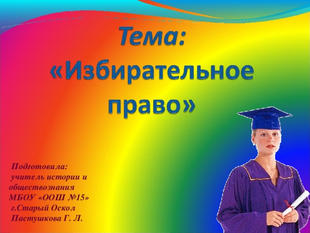 Подготовила:  учитель истории и обществознания МБОУ «ООШ №15»  г.Старый Оскол  Пастушкова Г. Л.