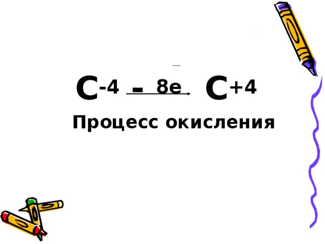 C -4 - 8e C +4  C -4 - 8e C +4  Процесс окисления