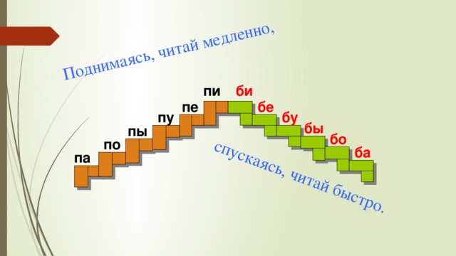 Поднимаясь, читай медленно, спускаясь, читай быстро. би пи бе пе пу бу бы пы бо по ба па