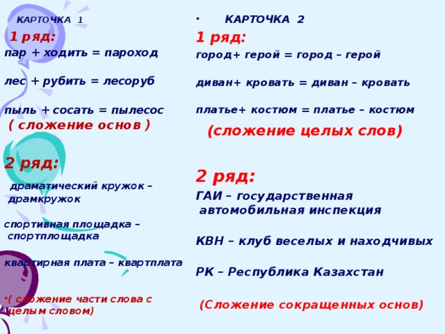 Примеры сложения двух целых слов. Сложение частей слов. Сложение частей слов примеры. Сложение части слова с целым словом. Сложение части основы с целым словом.