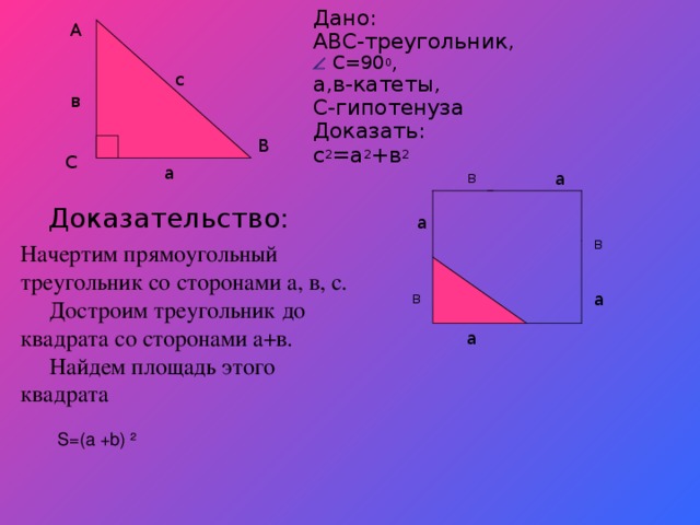 Теорема пифагора катет и гипотенуза