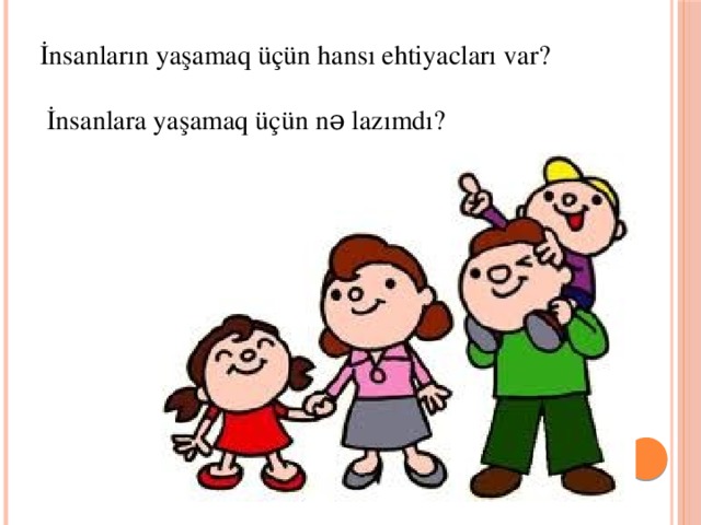 İnsanların yaşamaq üçün hansı ehtiyacları var?  İnsanlara yaşamaq üçün nə lazımdı?