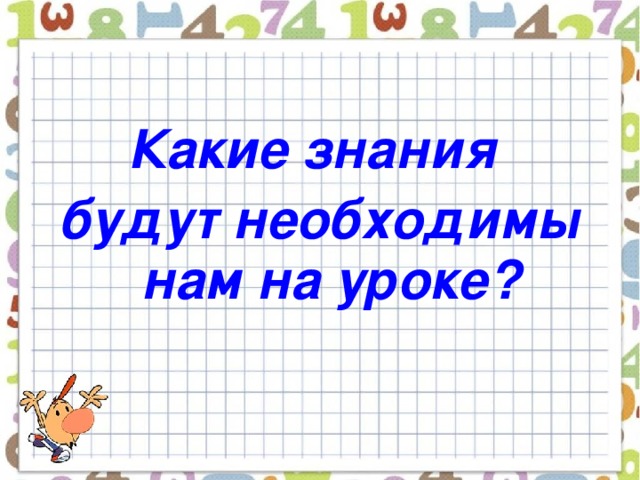 Какие знания будут необходимы нам на уроке?