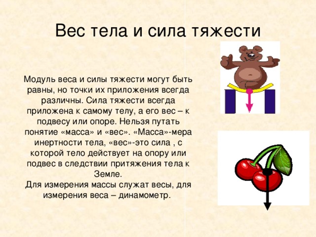 Вес тела тяжести