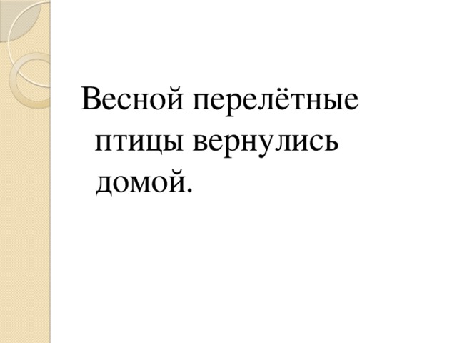 Весной перелётные птицы вернулись домой.