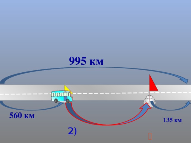 995 км 560 км 135 км 2)  