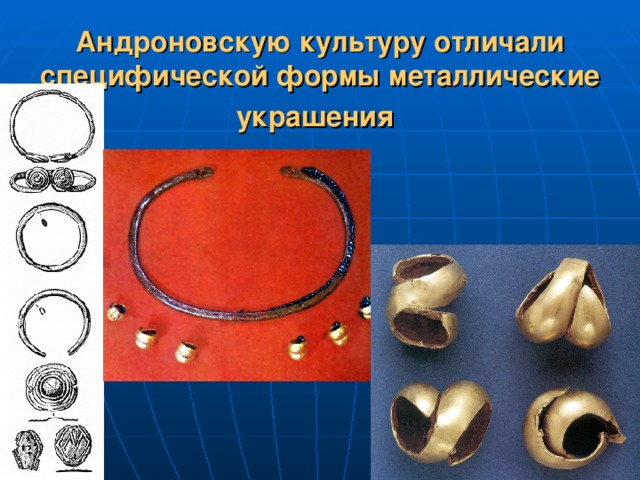 Андроновскую культуру отличали специфической формы металлические украшения