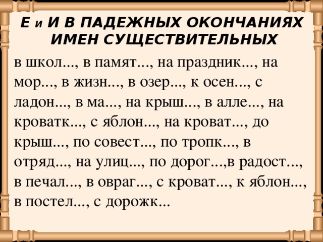 Русский язык склонения упражнения. Е И В окончаниях существительных карточка. Буквы е и и в окончаниях имен существительных упражнения. Буквы е и и в падежных окончаниях существительных упражнения. Окончание имен существительных тренажер.