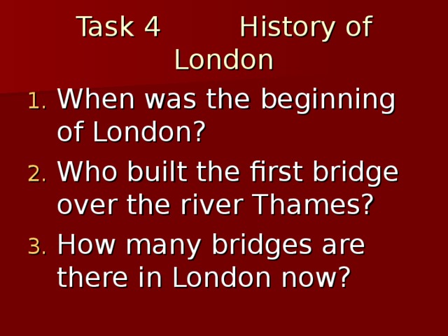 Task 4 History of London