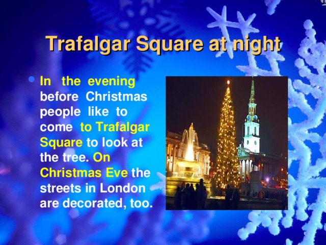 Trafalgar Square at night