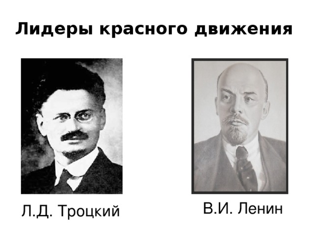 Лидеры красного движения В.И. Ленин Л.Д. Троцкий
