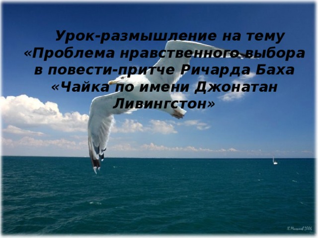 Урок-размышление на тему «Проблема нравственного выбора в повести-притче Ричарда Баха «Чайка по имени Джонатан Ливингстон»