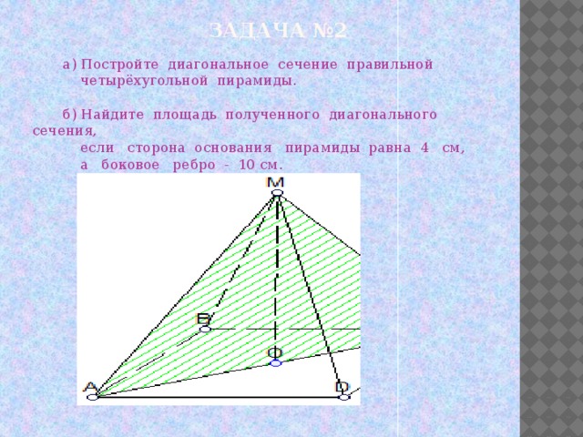 Сечение четырехугольной пирамиды