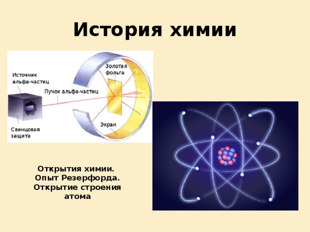 История химии Открытия химии. Опыт Резерфорда. Открытие строения атома