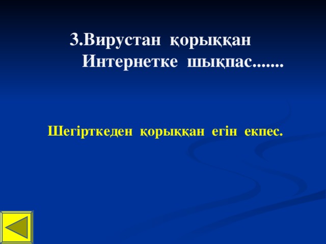 3.Вирустан қорыққан  Интернетке шықпас....... Шегірткеден қорыққан егін екпес.