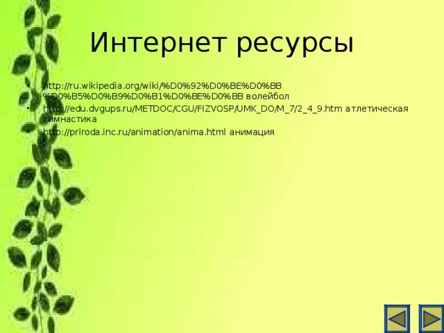 Интернет ресурсы