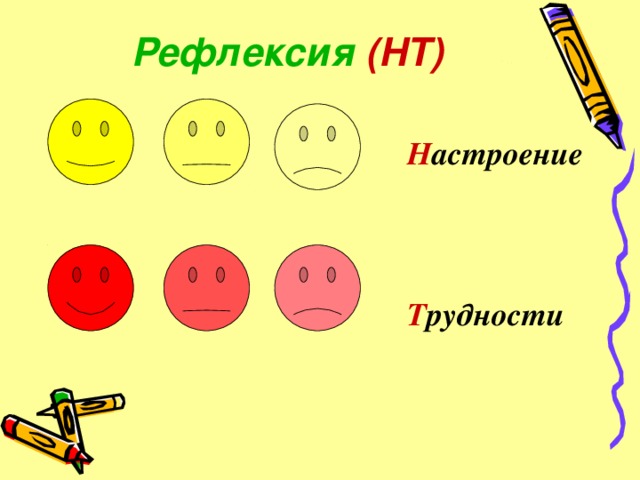 Рефлексия (НТ)        Н астроение Т рудности