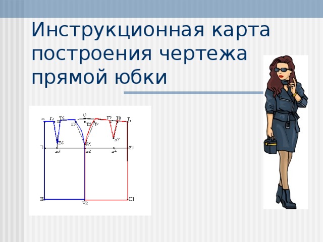 Инструкционная карта построения чертежа прямой юбки