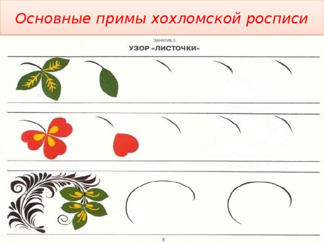 Основные примы хохломской росписи