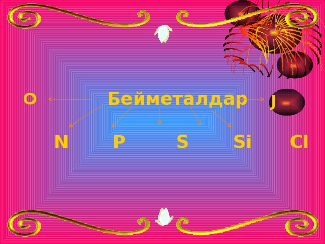 Бейметалдар   N P S Si Cl O J