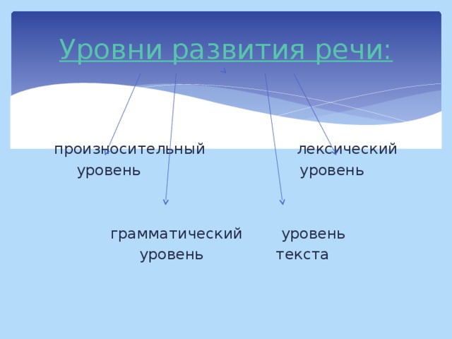 произносительный лексический  уровень уровень  грамматический уровень  уровень текста