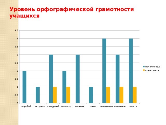 Уровень орфографической грамотности учащихся