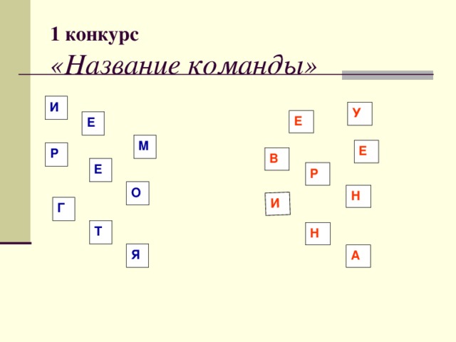 Е Р У Р И И 1 конкурс   «Название команды» Е Е М Е В О Н Г Т Н Я А